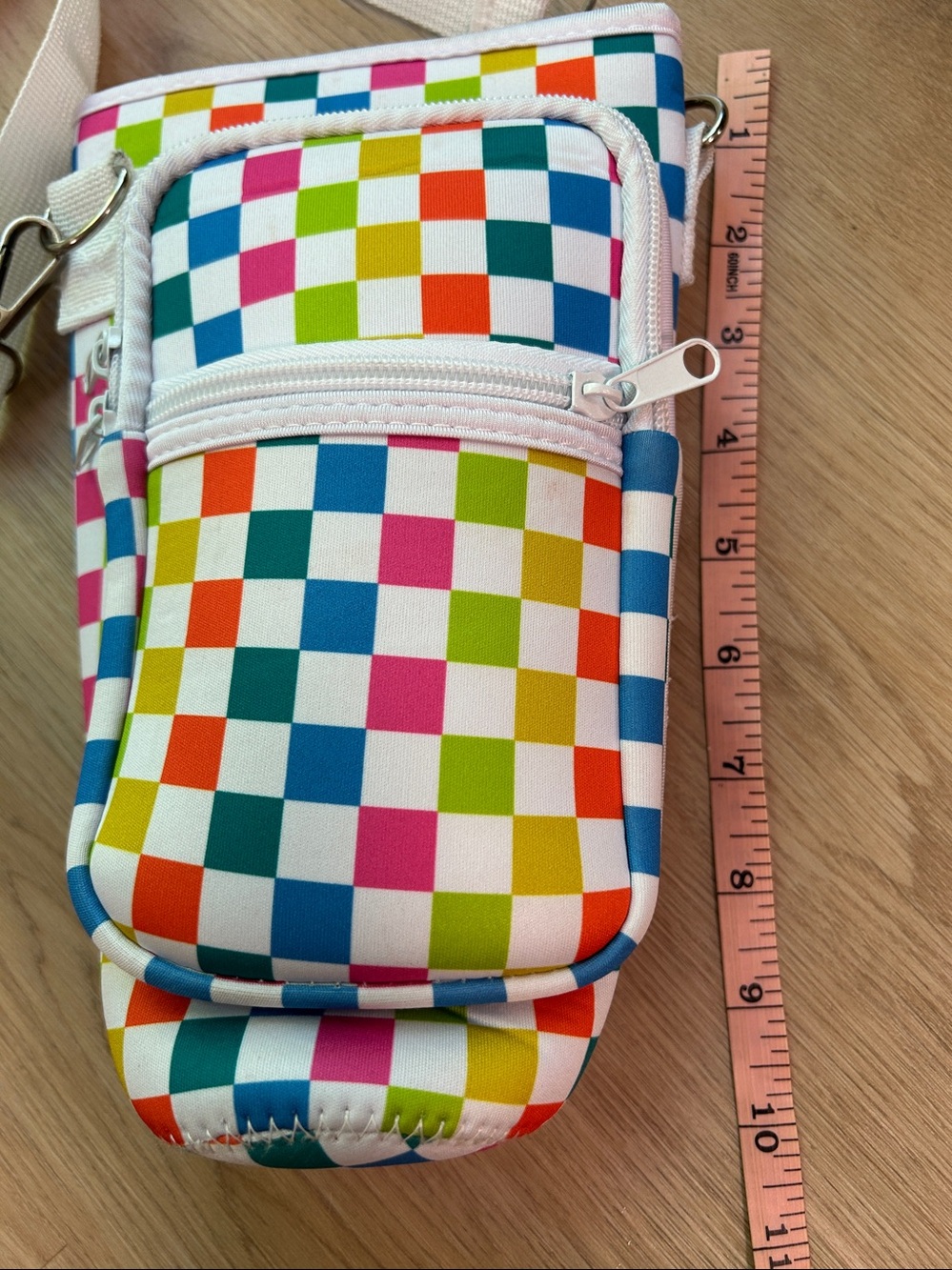 Water Bottle Cup Sleeve With Pouch Crossbody Water Bottle Holder- White Strap - Picture 8 of 16